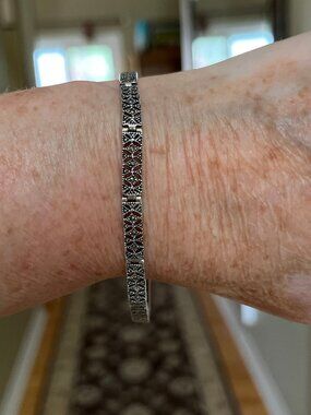 Vintage "Style' Silver Marcasite Crystal Bracelet - Authentic